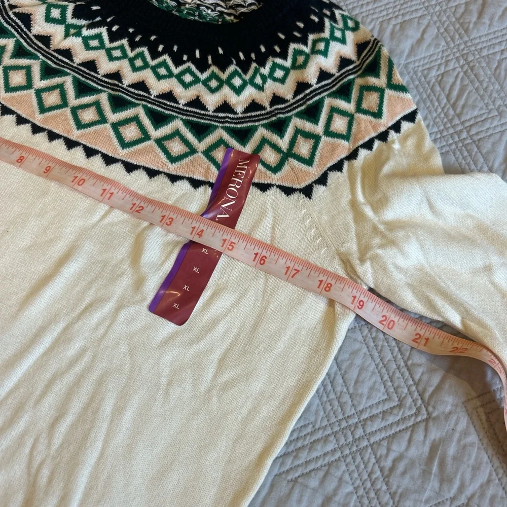 Merona NEW FAIR ISLE cream and Black XL Sweater - Picture 6 of 7